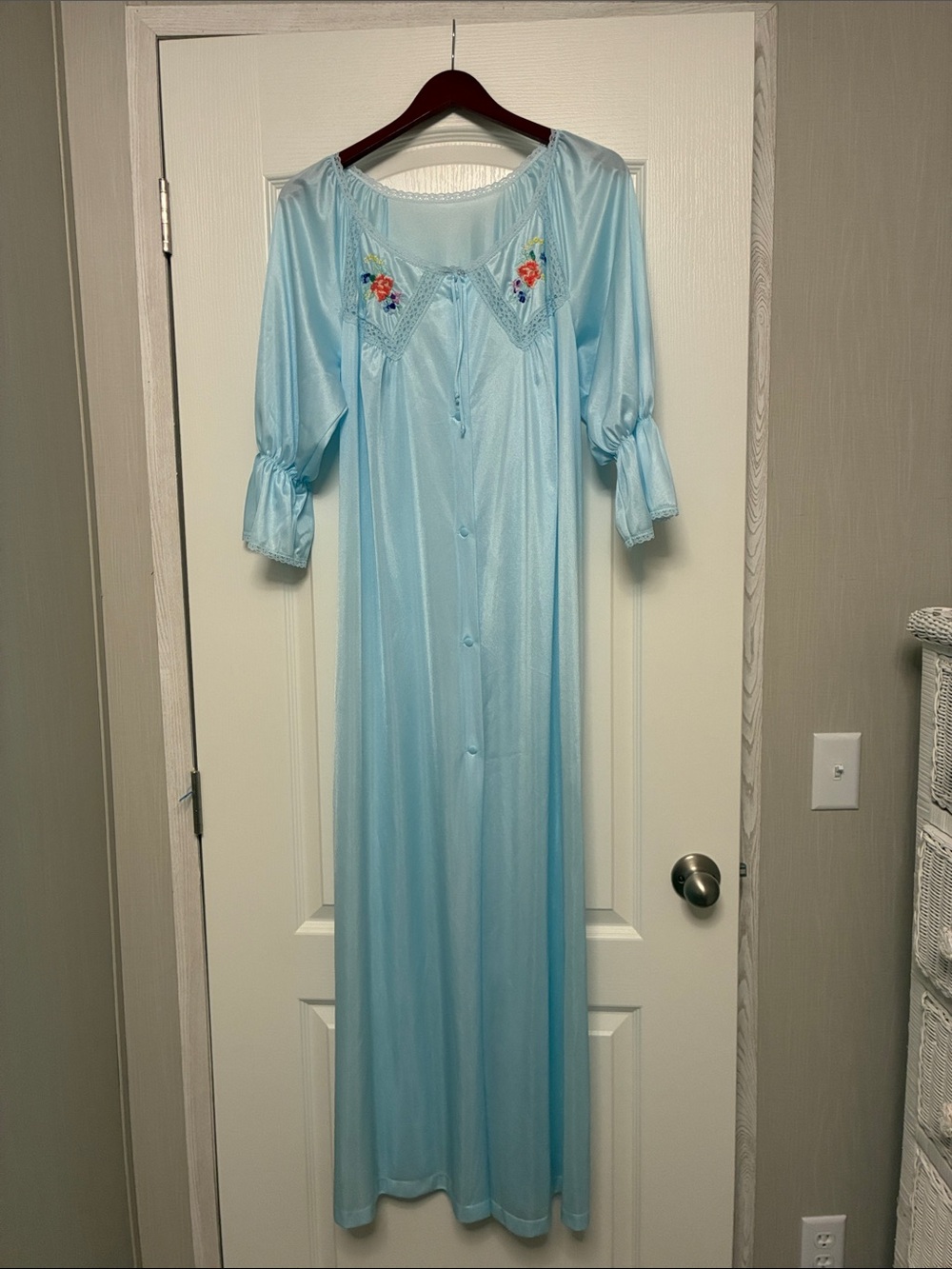 Vintage Sears Baby Blue Dressing Robe Size Medium